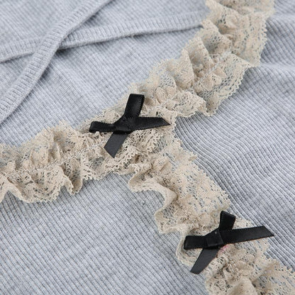 Ruffle solid ribbed contrast long sleeve cross front crop top