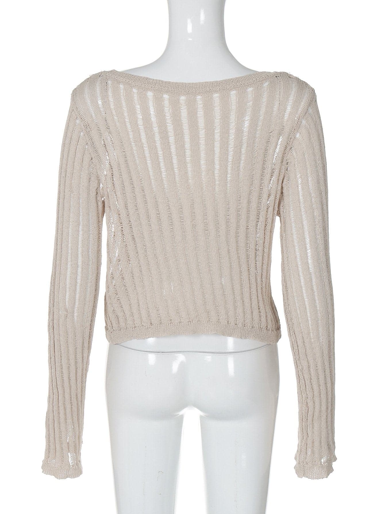 Long sleeve u neck knitted solid top