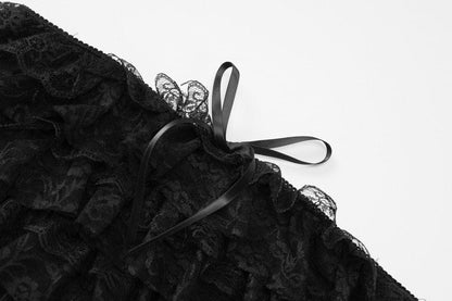 Lace ruffle bowknot tube romper
