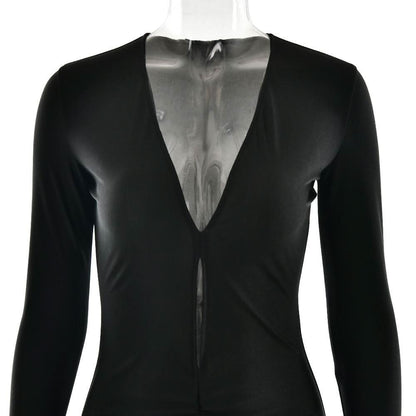 Long sleeve v neck ruched hollow out cut out maxi dress