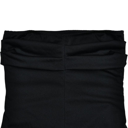 Ruched high slit irregular ruffle tube maxi dress