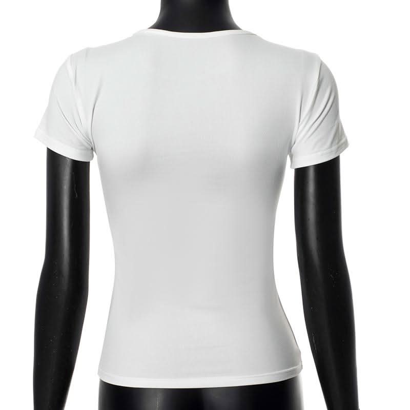 Crewneck short sleeve doll pattern contrast top