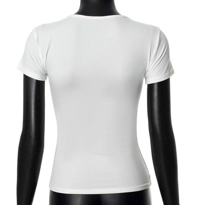 Crewneck short sleeve doll pattern contrast top