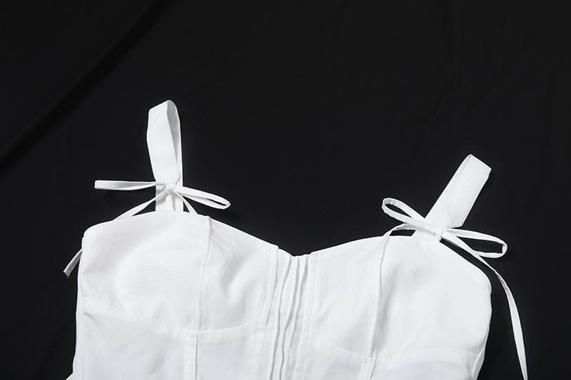 Corset bowknot ruffle zip-up cami top