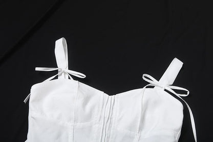 Corset bowknot ruffle zip-up cami top