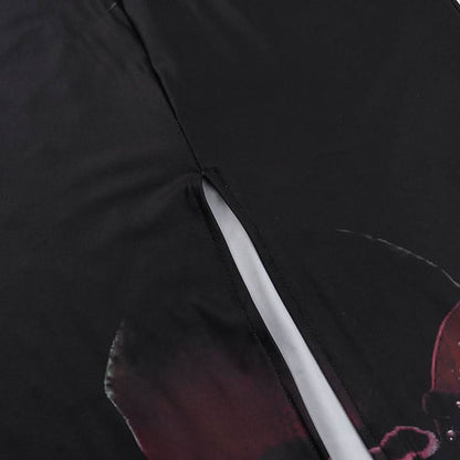 V neck flower print beaded slit cami maxi dress