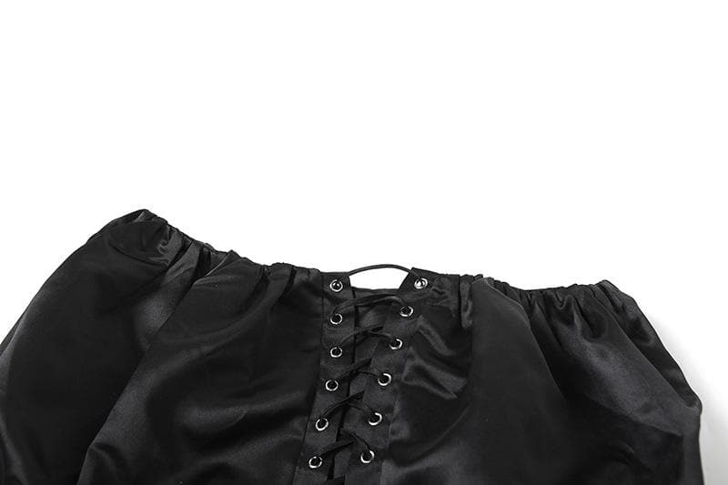 Lace up solid ruched ribbon mini skirt