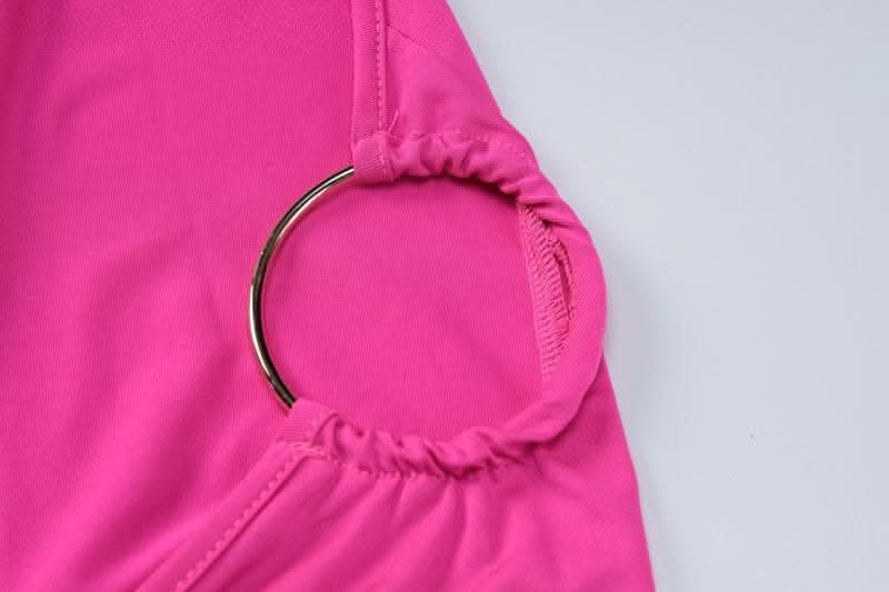 Ruched contrast backless one shoulder ribbon 2-way maxi dress-final-sale