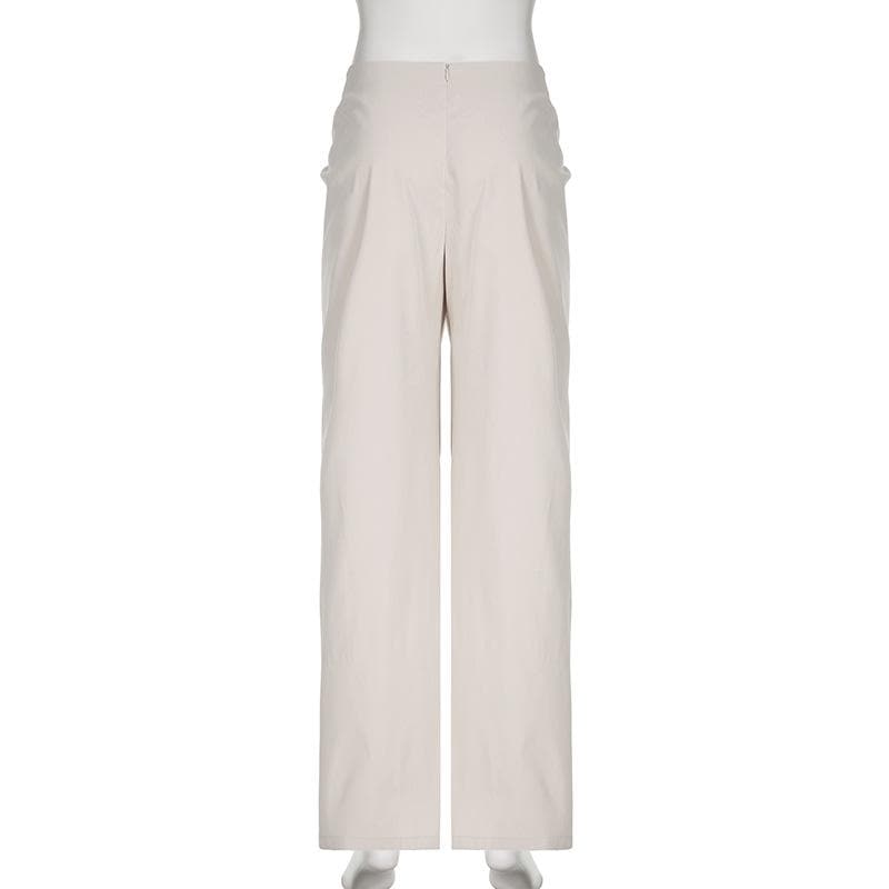 Ruched zip-up straight leg low rise pant