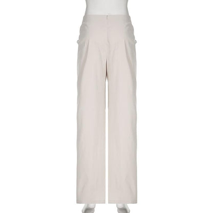 Ruched zip-up straight leg low rise pant