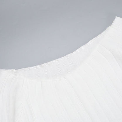 Off shoulder long sleeve knitted solid maxi dress