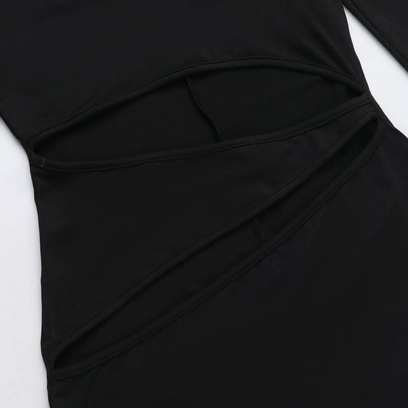 Long sleeve crewneck hollow out cut out maxi dress