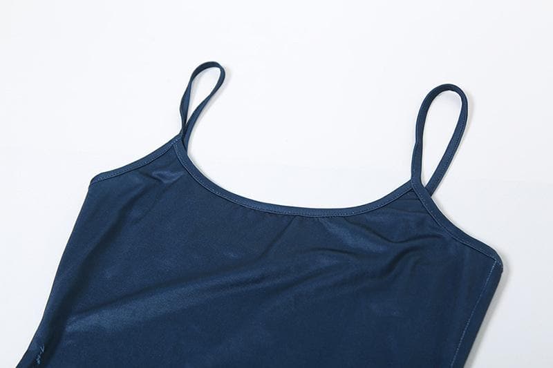 U neck print backless contrast cami maxi dress