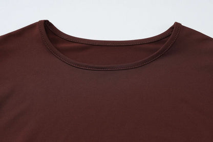 Long sleeve crewneck hollow out knotted cut out top