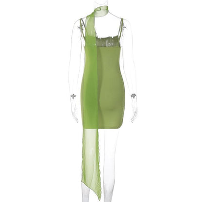 U neck print cami mini dress