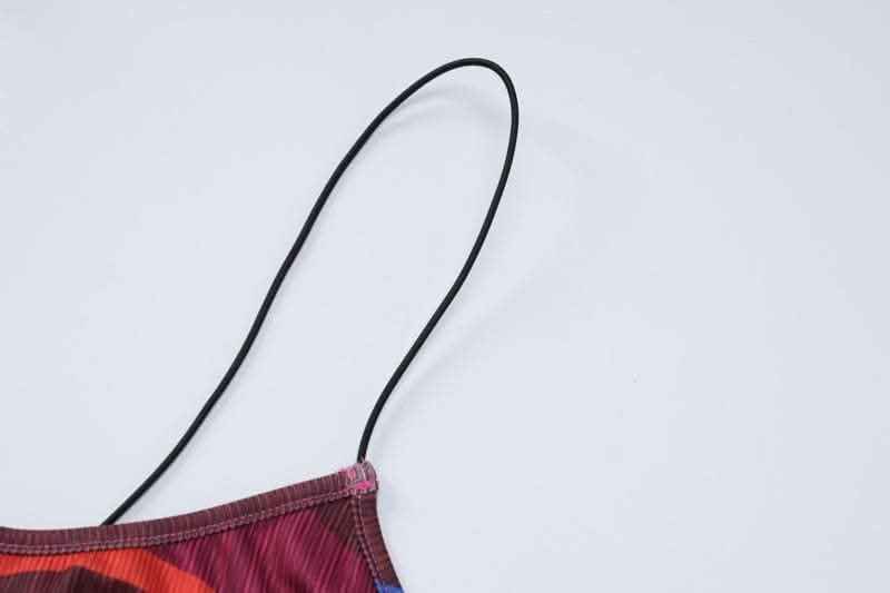 Ribbed contrast cross front backless spaghetti strap maxi dress-final-sale