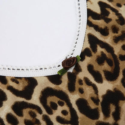 Leopard print halter v neck flower applique cami top
