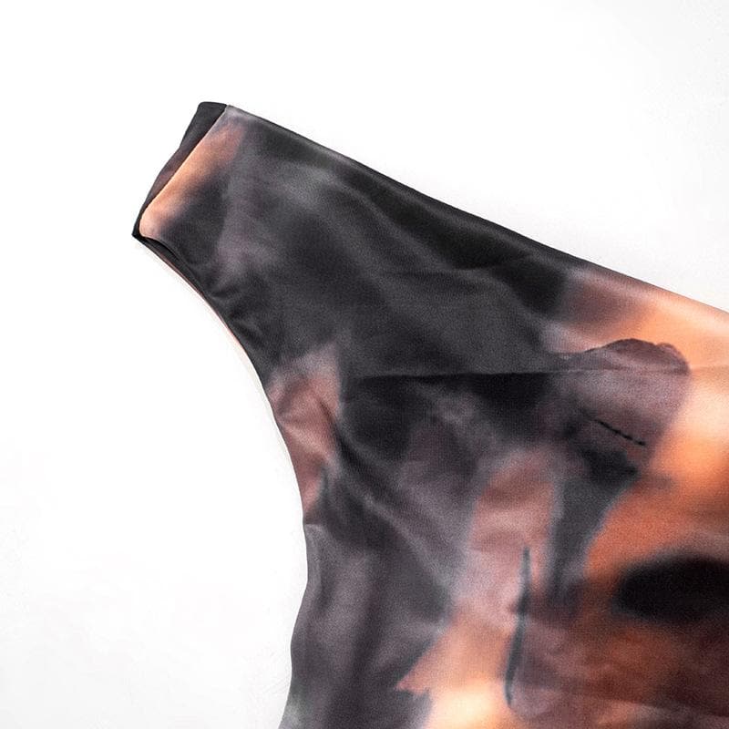 Cowl neck tie dye print backless cami maxi dress