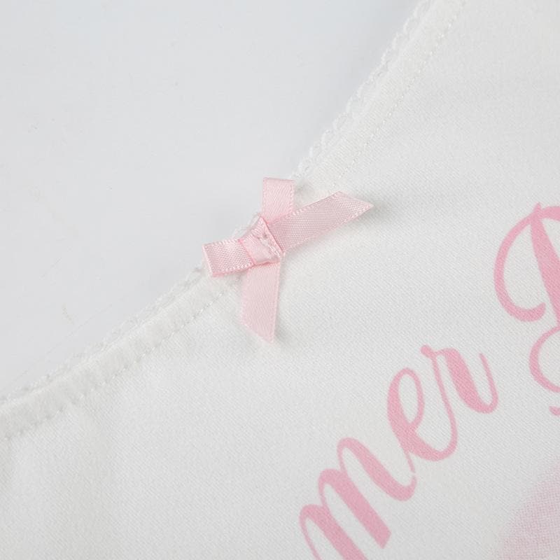 U neck rabbit print bowknot cami top