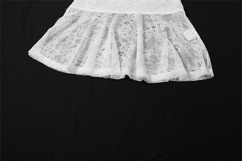 Halter lace bowknot ruffle top