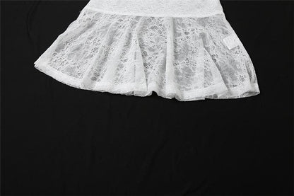 Halter lace bowknot ruffle top