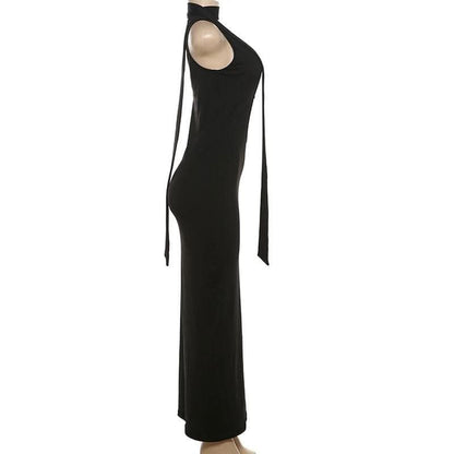 Hollow out metal applique cut out maxi dress-final-sale
