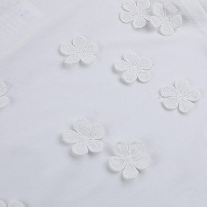 Sweetheart neck flower embroidery stitch cami mini dress