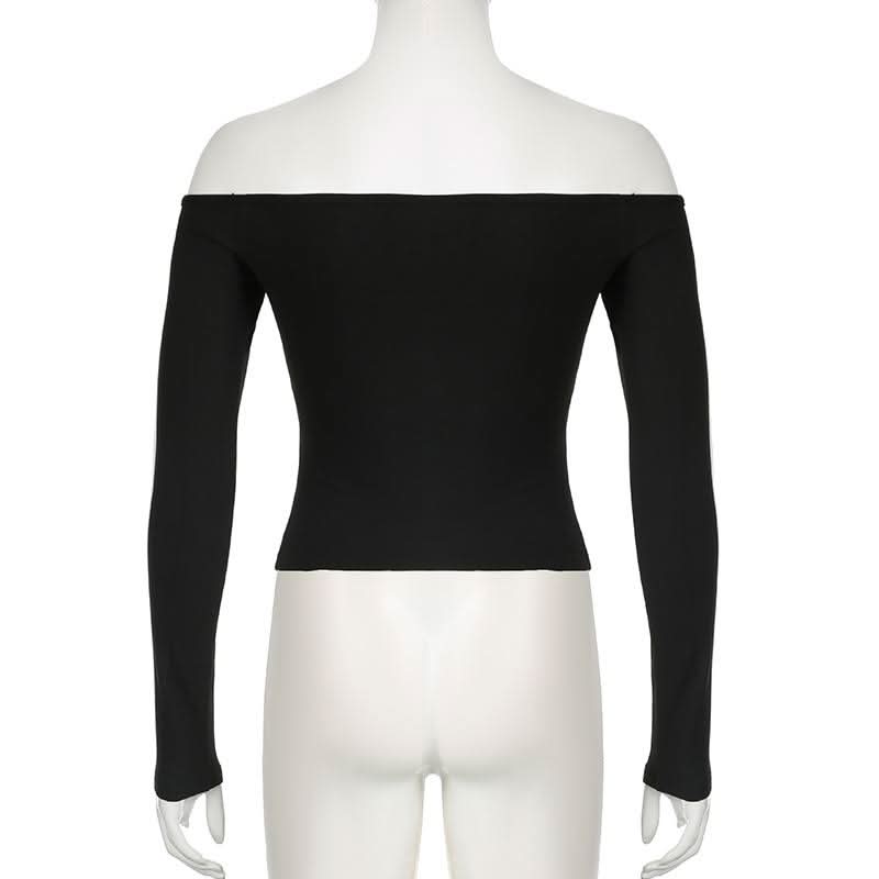 Long sleeve off shoulder "09" pattern top
