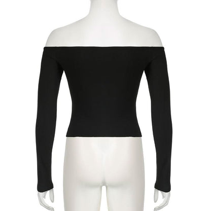 Long sleeve off shoulder "09" pattern top
