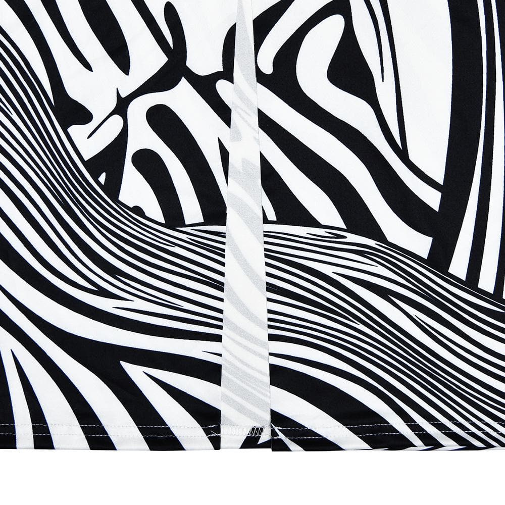 Zebra print hollow out high neck cut out maxi dress