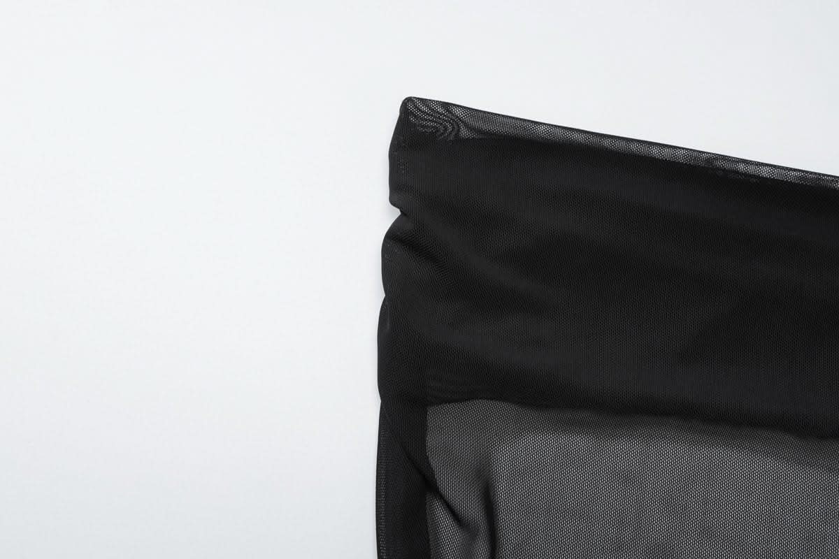 Off shoulder mesh backless maxi dress