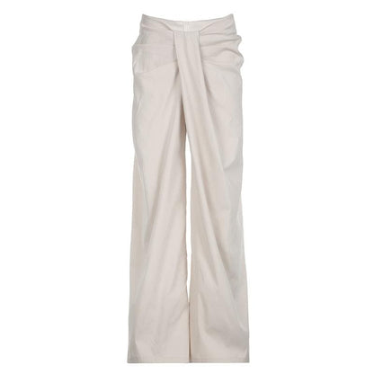 Ruched zip-up straight leg low rise pant