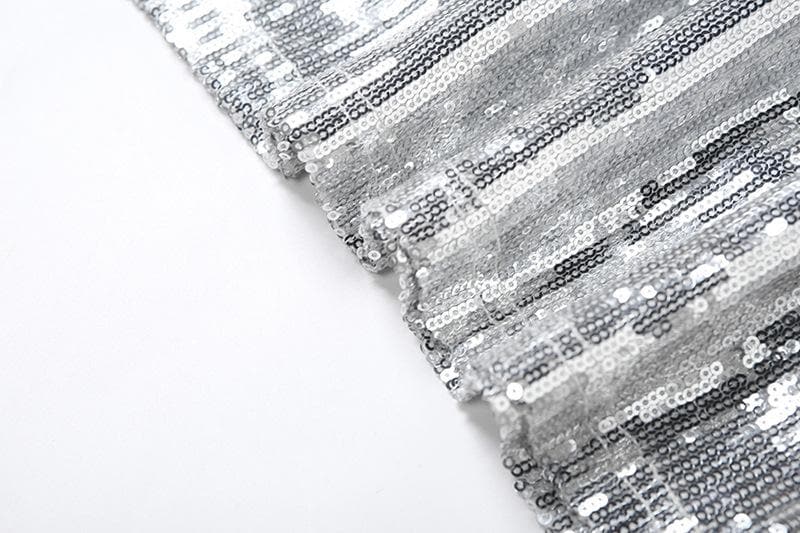 Glitter square neck hollow out metallic cut out midi dress