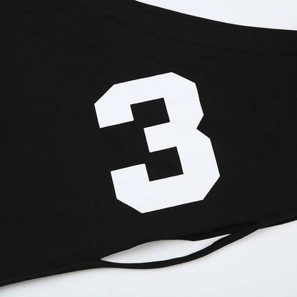 One shoulder "3" pattern crop top