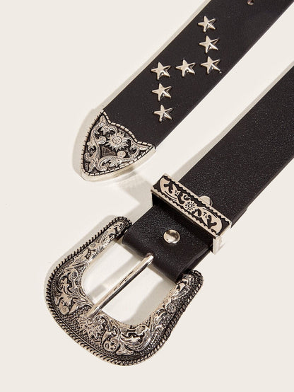 Star PU leather adjustable belt