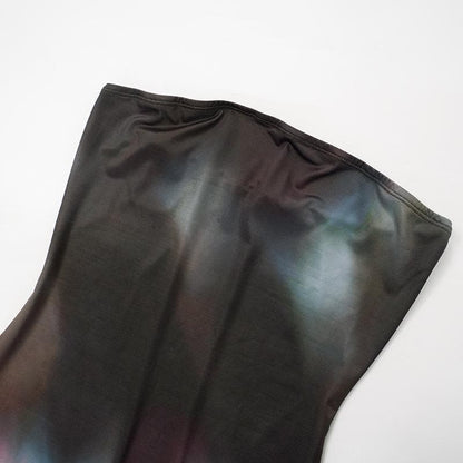 Print backless contrast tube maxi dress