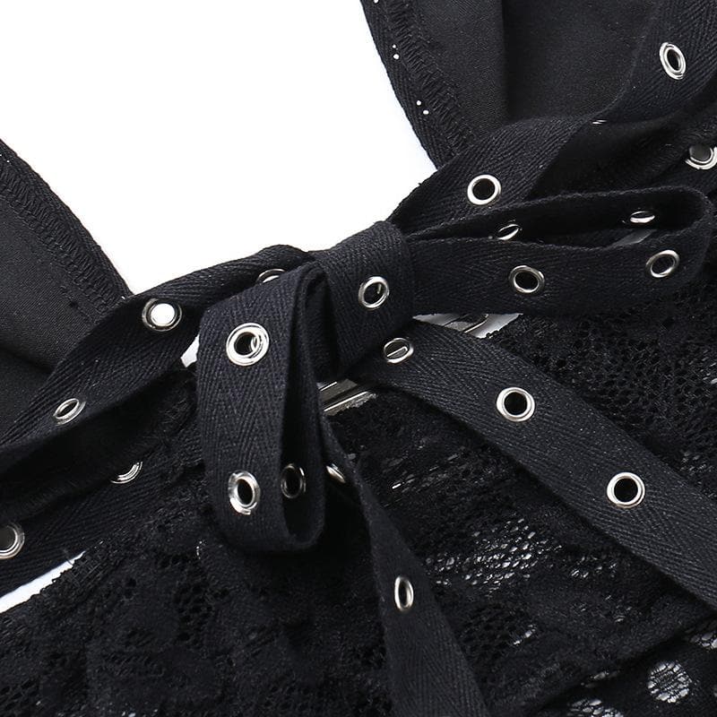 Halter buckle slit backless hollow out cut out mini dress