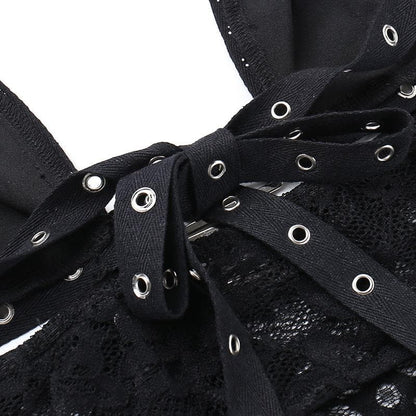 Halter buckle slit backless hollow out cut out mini dress