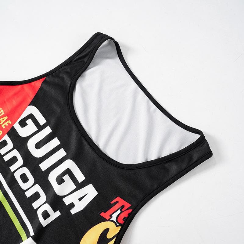 Sleeveless u neck print contrast tank maxi dress