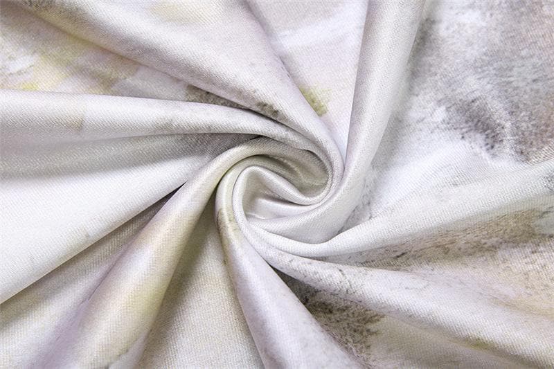 Cowl neck cross back o ring high slit print maxi dress