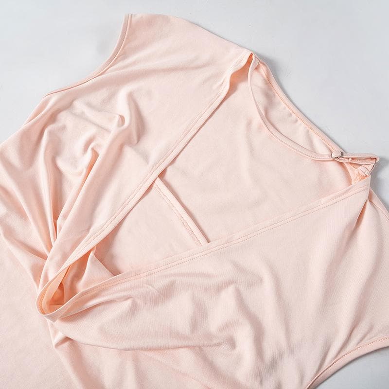 Cap sleeve cowl neck ruched solid top