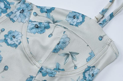 Sweetheart neck flower print cami maxi dress