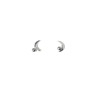 Moon decor faux pearl stud earrings
