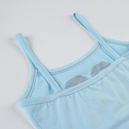 U neck “80” print contrast backless cami top