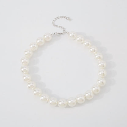 Faux pearl beaded choker necklace