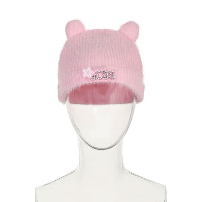 Fluffy beaded star applique hat