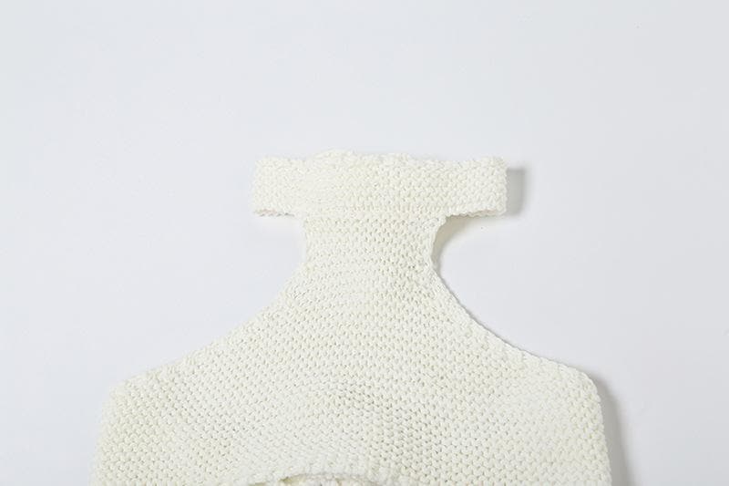 Halter self tie knitted backless mini skirt set