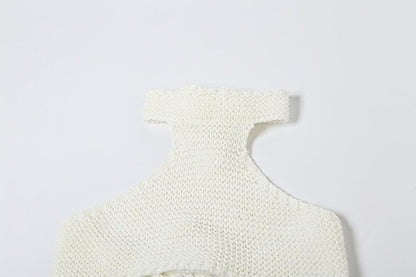 Halter self tie knitted backless mini skirt set