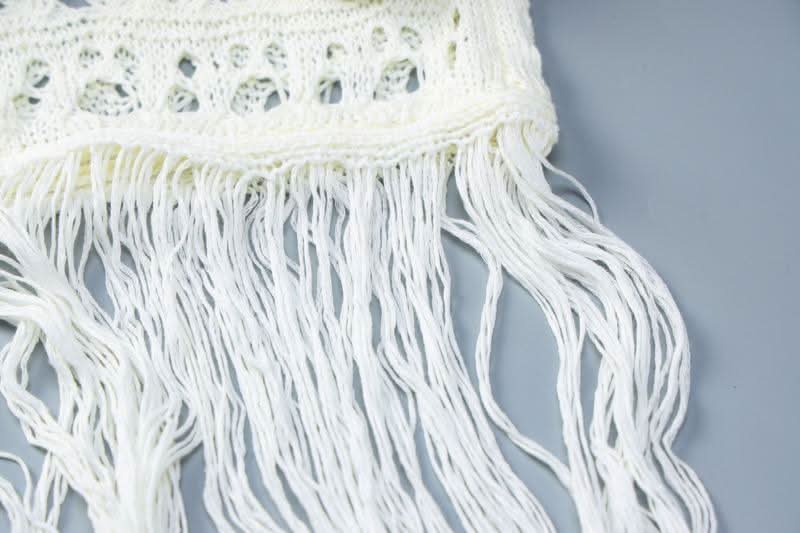 Sweetheart neck off shoulder tassels knitted maxi dress