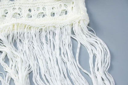 Sweetheart neck off shoulder tassels knitted maxi dress